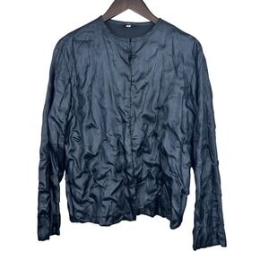 Eileen‎ Fisher Black Silk Jacket Size M Cardigan Elegant Unique Pucker Event